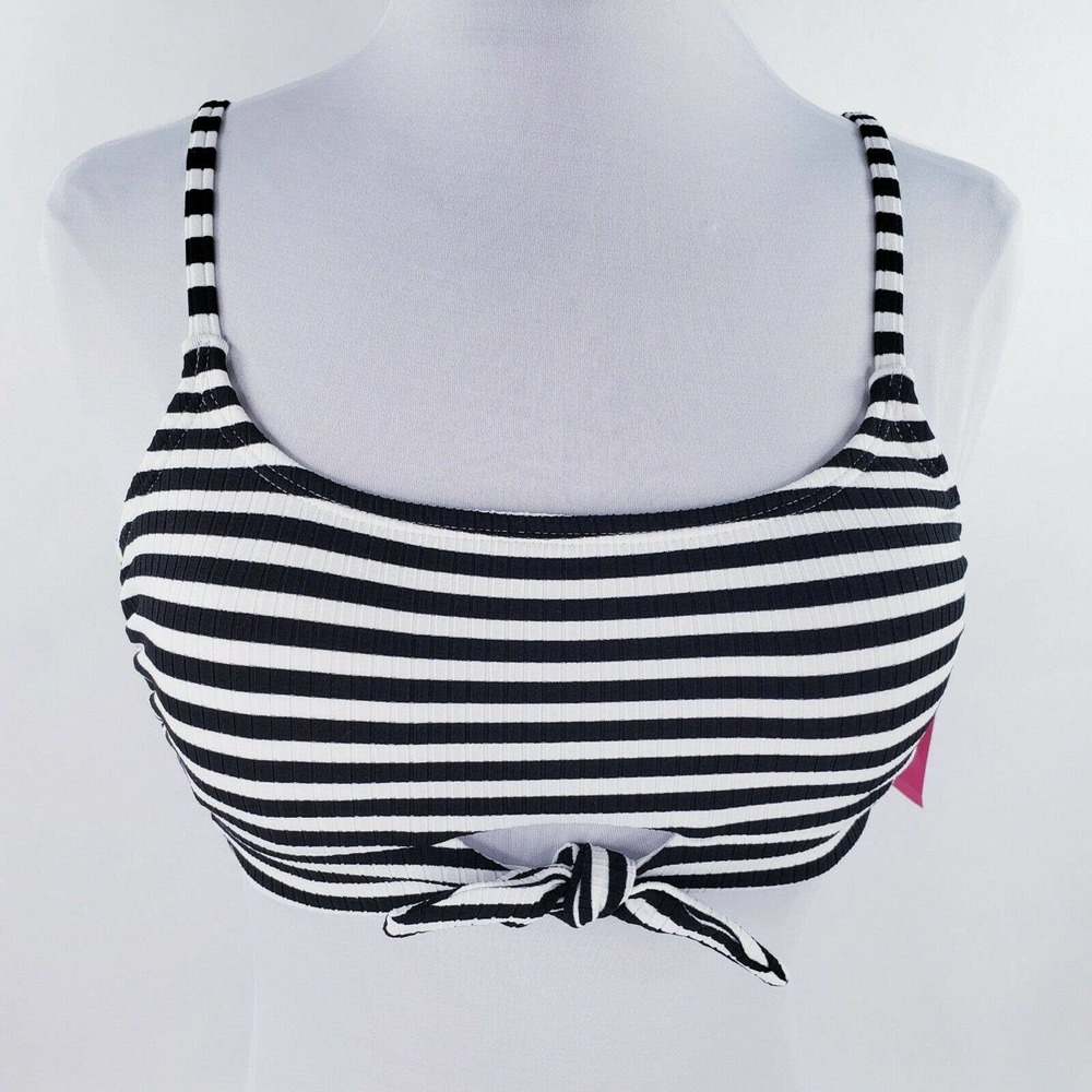 Xhilaration Striped Bikini Swim Top Juniors 7/9 Womens 4/6 Black White